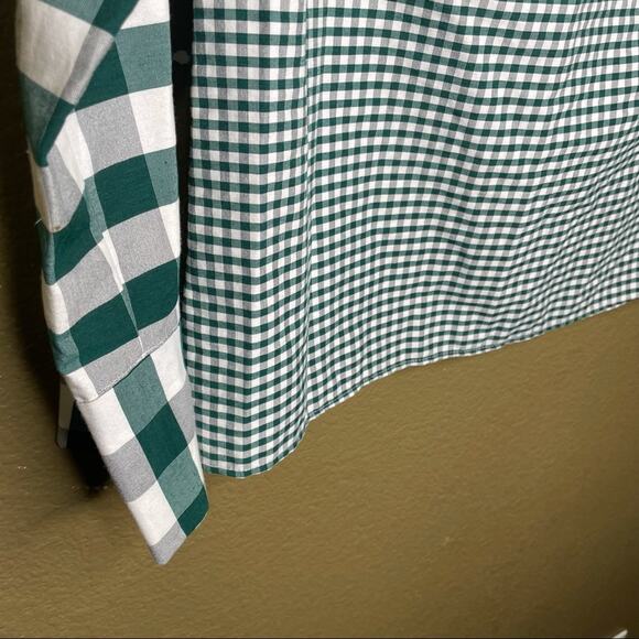 Zara Womens Top Size XS Checkered Green & White Button Down Long Sleeve Shirt - Picture 12 of 15